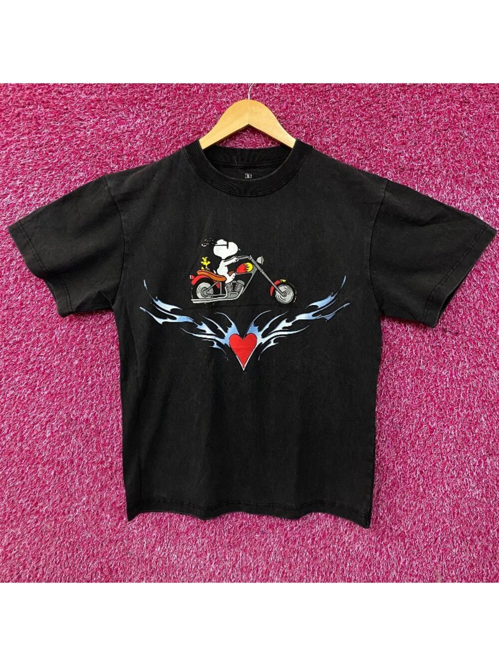 Peanuts Snoopy Motorcycle Graphic T-Shirt Small